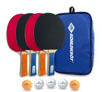 Schildkröt Donic Set de Tenis de Mesa Hobby para 4 Jugadores | 4 Raquetas con Mango Cóncavo y Goma de 1,5 mm | 5 Pelotas Poly 40+ sin Costura | Bolsa de Transporte Incluida