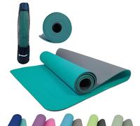 Schildkröt Esterilla de Yoga y Fitness 4 mm | 183 × 61 cm Bicolor (Antracita/Cian) | Antideslizante & Texturizada | Ligera y fácil de limpiar