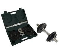 Schildkröt Fitness | Kit de mancuernas 10 kg | Discos fundición + barra 30 cm | Maletín ABS | Seguro con tuerca estrella | Negro
