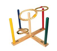 Schildkröt Juego de Lanzamiento de Aros de Madera, Desde 3 Años | Cruz con 5 postes, 5 aros de cuerda de colores, montaje sencillo, para interior y exterior