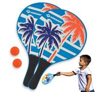 Schildkröt Ocean Beach Paddle Set | 2 Palas de Madera Lacada 38 cm | 2 Pelotas de Plástico | Bolsa de Malla Reutilizable | Diversión Exterior en Playa y Jardín