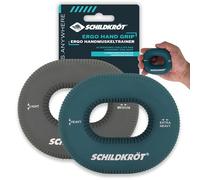 Schildkröt Set de 2 entrenadores de mano Ergo | Anillos de silicona para fuerza y rehabilitación | 4 niveles de resistencia progresiva | Entrenamiento de antebrazo, muñeca y mano