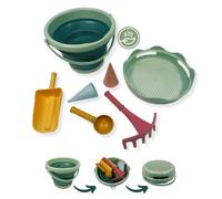 Schildkröt Set 7 en 1, Calidad Orgánica, Innovador, Compacto y Ahorra Espacio, Cubo Plegable de 3 litros con 6 Juguetes de Arena, 970246, Monocromo, Color Verde