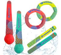 Schildkröt Set de Buceo de Neopreno, 6 Piezas | Incluye 2 Varillas, 2 Anillos y 2 Pelotas con Cola | Relleno de Arena para Estabilidad | Ideal para Niños a Partir de 6 Años