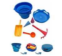 Schildkröt Set de Juguetes de Arena 7 en 1, Innovador, Compacto y Ahorra Espacio, Cubo Plegable de 3 litros con 6 Juguetes de Arena, 970244