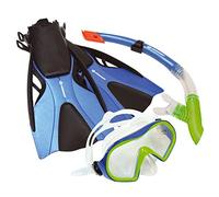 Schildkröt Set de Snorkel Caimán, 3 Piezas - Gafas, Tubo, Aletas Ajustables, para Adultos y Adolescentes, Silicona, en una Práctica Bolsa, Tamaño 43-47, 940002