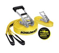 Schildkröt Slackline para Niños y Principiantes | Set Completo con Línea de Ayuda y Protección para Árbol | Slackline de 15 m para Equilibrio y Diversión al Aire Libre