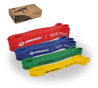 Schildkröt Super Bands - Set de 4 Bandas de Resistencia | Amarillo, Verde, Azul y Rojo | Niveles 6-12 kg → 40-50 kg | Ø 208 cm | Entrenamiento Completo