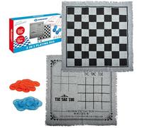 Schildkröt Tapete de Juego 3 en 1 XXL | Damas, Tres en Raya y Conecta 4 | Tablero de Tela Reversible con 24 Piezas | para jardín, Playa o casa | Diversión para niños y familias Desde 4 años