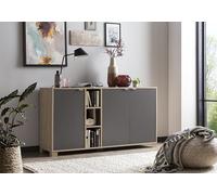 Schildmeyer Anouk 701769 - Aparador Alto, Acabado en Roble Claro/Color Azul basalto, 144,5 x 39 x 78,1 cm