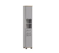 Schildmeyer Armario Alto Jelda 154231, Color Gris Platino/Roble, decoración rústica, 30,3 x 32,6 x 180,9 cm