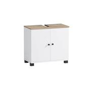 Schildmeyer Balto 157427 - Armario bajo Lavabo Color Blanco Tiza/Acabado en Roble Salvaje, 59,8 x 32,6 x 62,4 cm