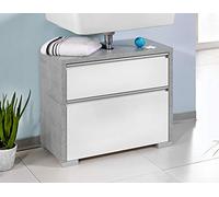 Schildmeyer Bello 140901 Mueble para Lavabo, Gris Piedra y Blanco Brillante, 67 x 33 x 57 cm