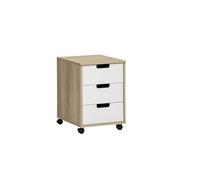 Schildmeyer Emmik 159594 - Cajonera con ruedas, acabado en roble blanco/blanco mate, 40 x 50 x 57 cm