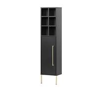 Schildmeyer Gloria 152607 - Aparador alto, color negro / dorado, 130,6 x 30,4 x 21,8 cm