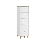 Schildmeyer Hilda 155885 - Cómoda en Blanco Mate/Acabado en Roble Artisan, 40 x 40 x 142 cm