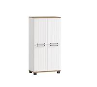 Schildmeyer Jelda 154232 - Aparador Alto, Blanco Mate/Acabado en Roble rústico, 59,8 x 32,6 x 116,9 cm