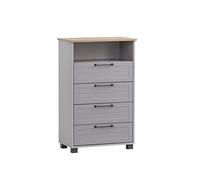 Schildmeyer Jelda 154807 - Cómoda, Gris Platino/Acabado en Roble rústico, 62,4 x 34,1 x 102 cm