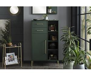 Schildmeyer Kent Mueble Alto de Materiales a Base de Madera, Color Verde Bosque y Dorado, 67,1 x 33,1 x 117,4 cm
