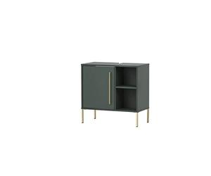 Schildmeyer Kent Mueble para Lavabo, de Materiales a Base de Madera, Color Verde Bosque y Dorado, 65,3 x 33,1 x 63,3 cm