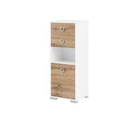 Schildmeyer Kimi 144250 - Aparador Alto, Acabado en Roble rústico/Color Blanco Tiza, 40,5 x 33,1 x 105,2 cm
