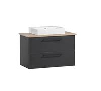 Schildmeyer Malte 701871 - Lavabo, negro mate / acabado en roble Artisan, 86 x 45 x 66,4 cm