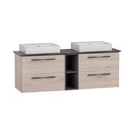 Schildmeyer Maxim 701848 - Lavabo rectangular doble, acabado en roble arena / aspecto de mármol