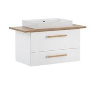 Schildmeyer Mueble de baño Duo 702037, Color Blanco y Roble, decoración rústica, 102,2 x 50 x 61,5 cm
