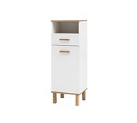 Schildmeyer Padua 142178 - Aparador Alto, Blanco Brillante/Acabado en Roble rústico, 40,4 x 35,0 x 114,5 cm