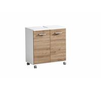 Schildmeyer Palermo 157637 - Armario bajo Lavabo, Blanco Mate/Acabado en Roble Artisan, 59,8 x 32,6 x 63,4 cm