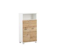 Schildmeyer Palermo 157646 - Aparador Alto Color Blanco Mate/Acabado en Roble Artisan, 59,8 x 32,6 x 110,5 cm