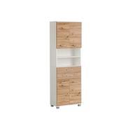 Schildmeyer Palermo 701946 - Armario Alto, 59,8 x 23,6 x 180,9 cm, Blanco Mate/Acabado en Roble Artisan