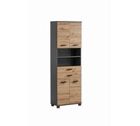 Schildmeyer Palermo 701947 - Armario Alto, 59,8 x 23,6 x 180,9 cm, Antracita/Acabado en Roble Artisan