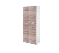 Schildmeyer Rilana 700863 - Armario Alto, Blanco Brillante/Acabado en Roble Sanremo, 159 x 65 x 35 cm