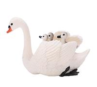 Schimer Figura de Cisne Blanco de Juguete con Linda Pose para Que los Niños Aprendan Conocimientos sobre Animales Decoraciones del Hogar Hecho de Plástico Duradero 6,5 X 5,3 Cm