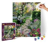 Schipper 609130804 - Cuadro para Pintar por números (40 x 50 cm, Incluye Pinceles y Pinturas acrílicas), diseño de Mi Hermoso jardín, Multicolor