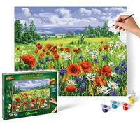 Schipper 609130824 Pintura por números - Prado de Flores - Pinturas para Adultos, Incluye Pinceles y Pinturas acrílicas, 40 x 50 cm