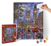 Schipper 609130873 - Pintura por números - Luna llena sobre Londres - Pinturas para adultos, incluye pinceles y pinturas acrílicas, 40 x 50 cm