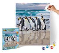 Schipper 609130887 Pintura por números, pingüinos emperador, cuadro para adultos, con pincel y pinturas acrílicas, 40 x 50 cm