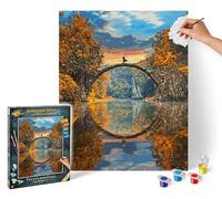 Schipper 609130898 Pintura por números - Puente del Diablo en el lago Rakotzsee - Pinturas para adultos, incluye pinceles y pinturas acrílicas, 40 x 50 cm