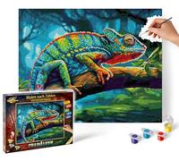 Schipper 609130904 Pintura por números - Camaleón - Pinturas para Adultos, Incluye Pinceles y Pinturas acrílicas, 40 x 50 cm