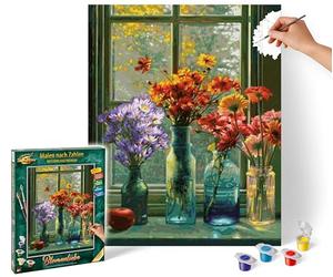 Schipper 609130905 Pintura por números, Amor de Flores, Cuadro para Adultos, Incluye Pincel y Pinturas acrílicas, 40 x 50 cm