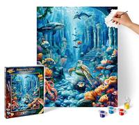 Schipper 609130920 Pintura por números - Mundo submarino - Pinturas para adultos, incluye pinceles y pinturas acrílicas, 40 x 50 cm