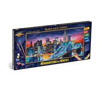 Schipper 609220862 - Pintura por números Manhattan por la noche - Pinturas para adultos, incluye pinceles y pinturas acrílicas, 40 x 80 cm