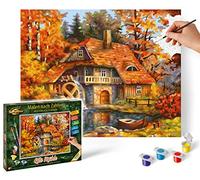 Schipper 609240799 Pintura por números, Old Mill - Cuadros para Adultos, Incluye Pinceles y Pinturas acrílicas, 24 x 30 cm