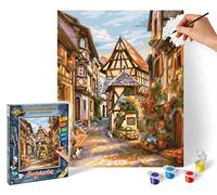 Schipper 609240878 - Pintura por números - Dorfgässchen - Pinturas para adultos, incluye pinceles y pinturas acrílicas, 24 x 30 cm