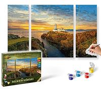 Schipper 609260886 Pintura por números - En Las Costas de Irlanda - Pinturas para Adultos, Incluye Pinceles y Pinturas acrílicas, tríptico, 50 x 80 cm