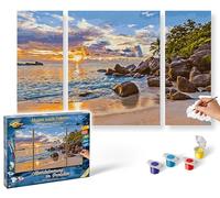 Schipper 609260906 Pintura por números - Ambiente Nocturno en el paraíso - Pinturas para Adultos, Incluye Pinceles y Pinturas acrílicas, tríptico, 50 x 80 cm