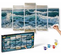 Schipper 609450865 - Pintar por números - Tormentoso Lago - Imágenes para adultos, incluyendo pinceles y pinturas acrílicas, 5 imágenes, poliptico de clase magistral, profesional, Edición, 132 x 72 cm