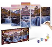 Schipper 609450913 - Pintura por números - Patagonia mística - Cuadro de pintura para adultos, incluye pinceles y pinturas acrílicas, 5 cuadros, clase magistral políptica, edición profesional, 132 x